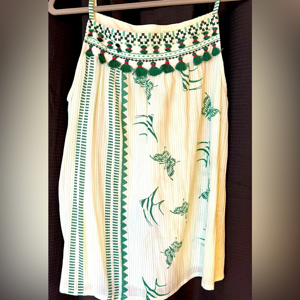 Anthropologie tassel tank with butterflies size L EUC by Vineet Bahl